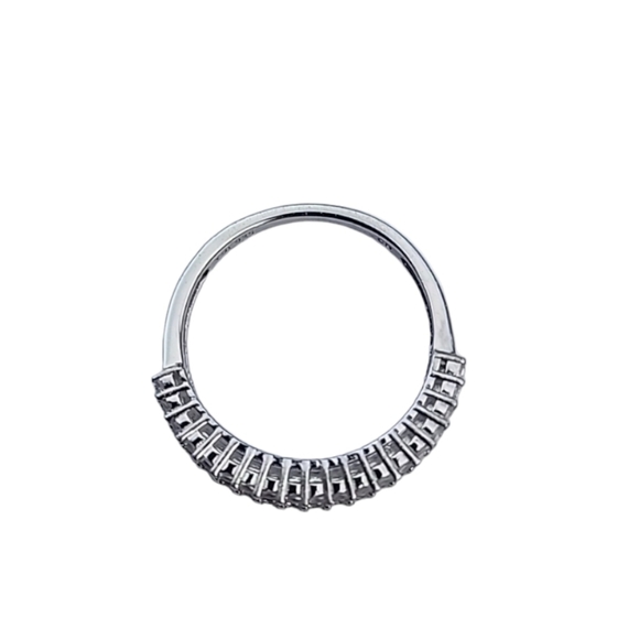 STERLING SILVER 3 Row CZ Anniversary Wedding Band Ring Size 8 Baguettes Round - Picture 5 of 15